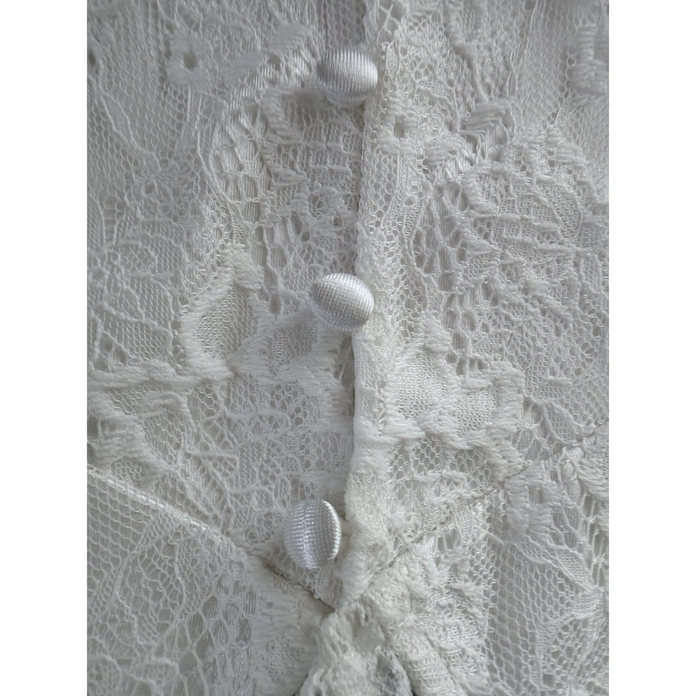 Satin Lace Trim Camisole Top Womens M White Layering Whimsy Fairy Cami Romantic - Picture 10 of 13